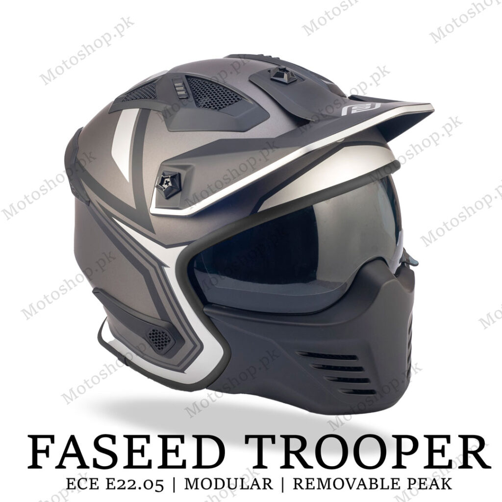 Faseed X Trooper Titanium Full Face Modular Jet Helmet Ece Certified