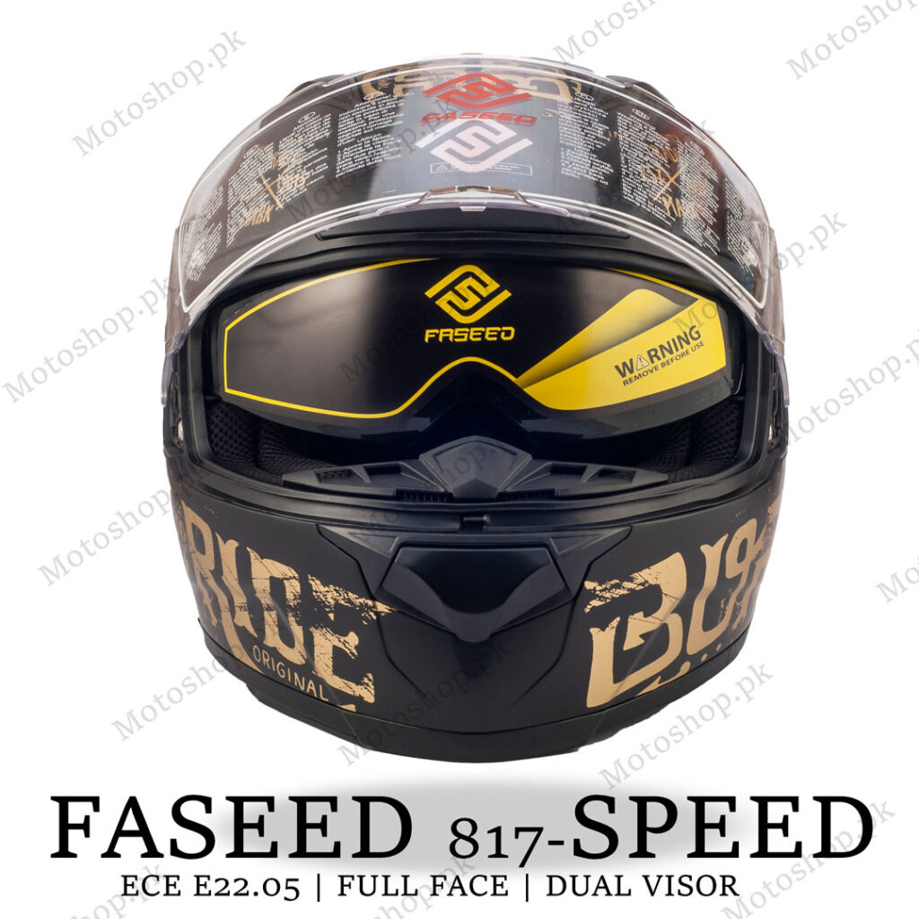 FASEED 817 SPEED GOLD Full Face Dual Visor Helmet Touring ECE Certified